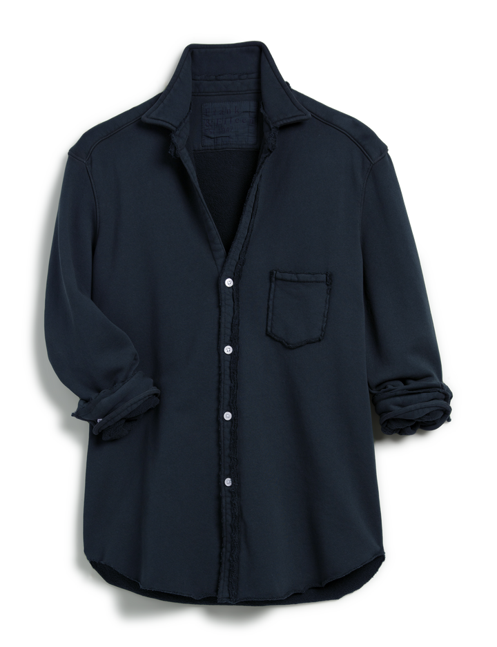 Frank & Eileen - Eileen Relaxed Button Up Triple Fleece in British Royal Navy