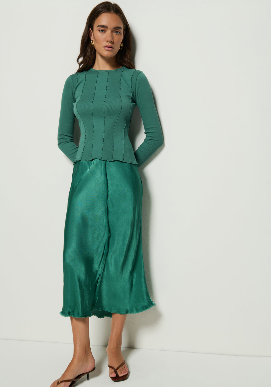 NATION LTD - Lola Seamed Skirt in Spruce