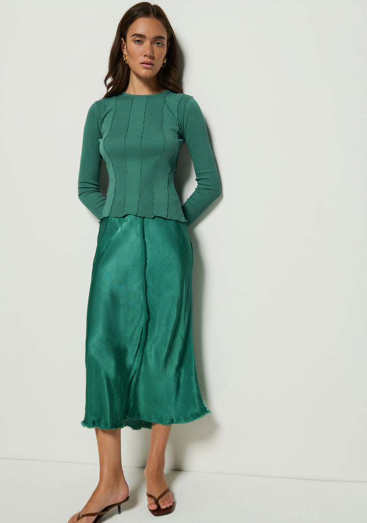 NATION LTD - Lola Seamed Skirt in Spruce