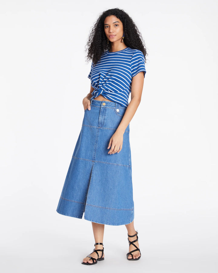 Tanya Taylor - Zola Top in Medium Oxford Blue/Cream