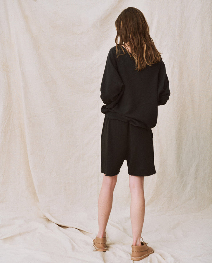 The Great - The V-Neck Sweatshirt in Almost Black