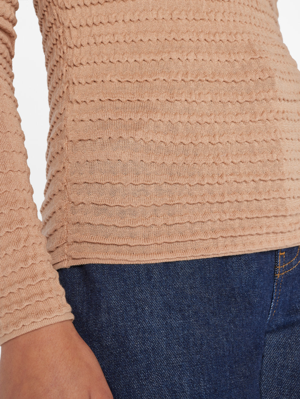 Frame - Smocked Mockneck Sweater in Blush