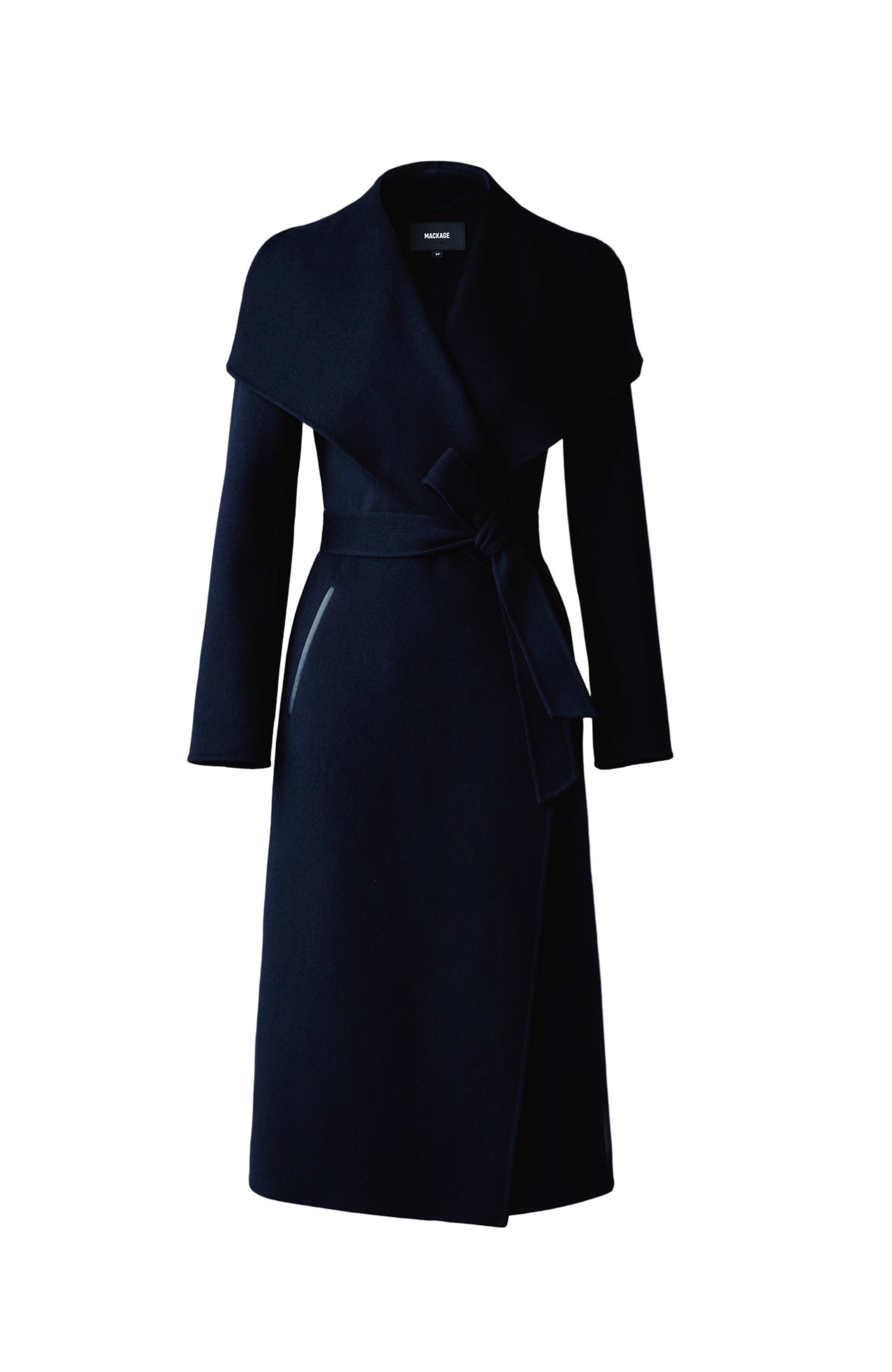 Mackage - Mai-CN Double-face Wool Wrap Coat in Navy – Blond Genius