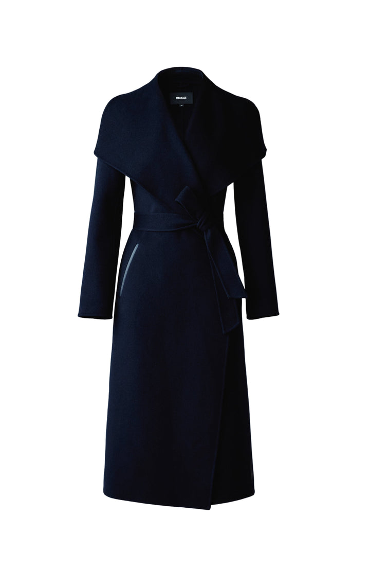 Mackage - Mai-CN Double-face Wool Wrap Coat in Navy