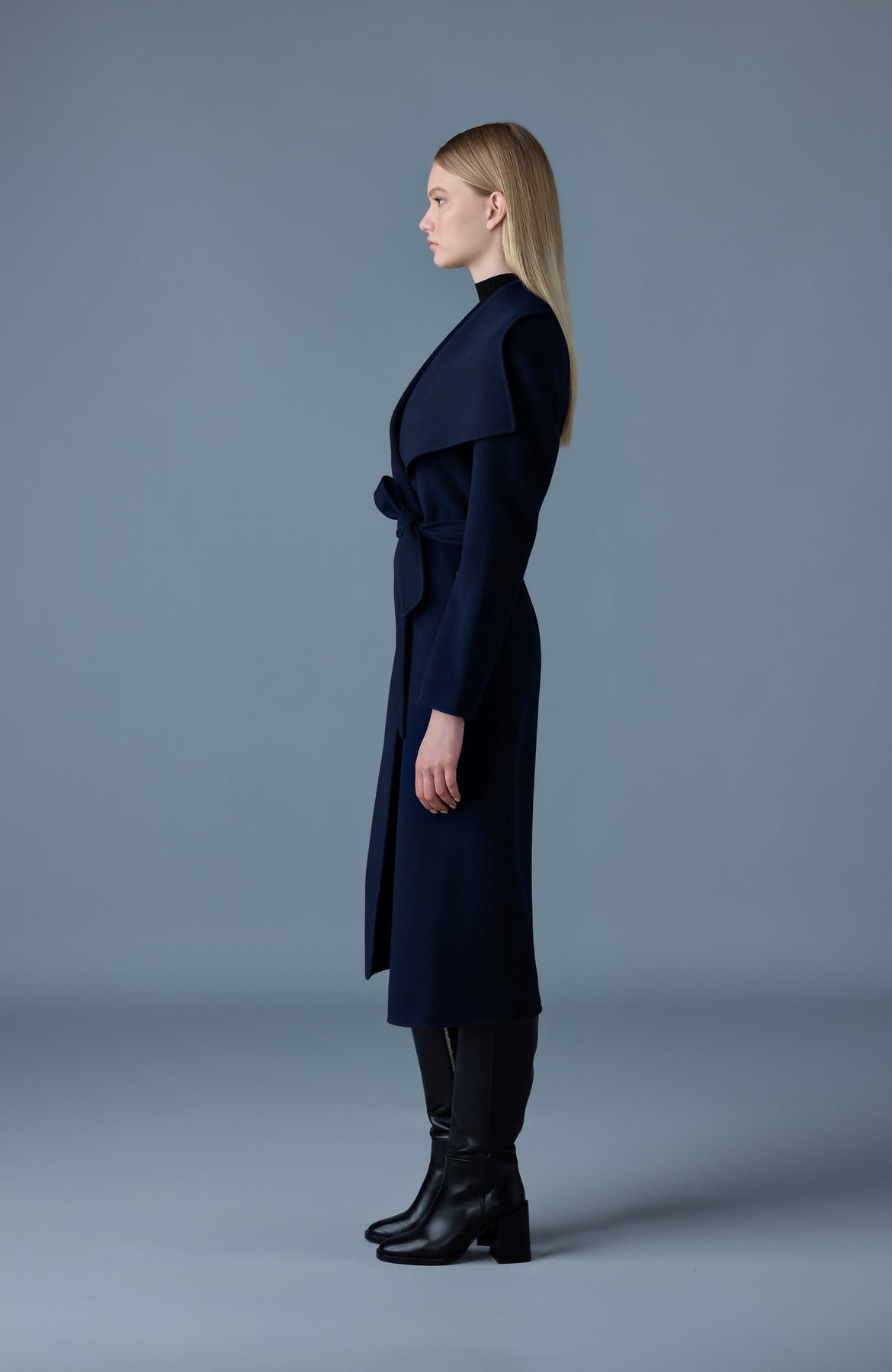 Mackage - Mai-CN Double-face Wool Wrap Coat in Navy – Blond Mackage - Mai-CN Double-face Wool Wrap Coat in Navy – Blond