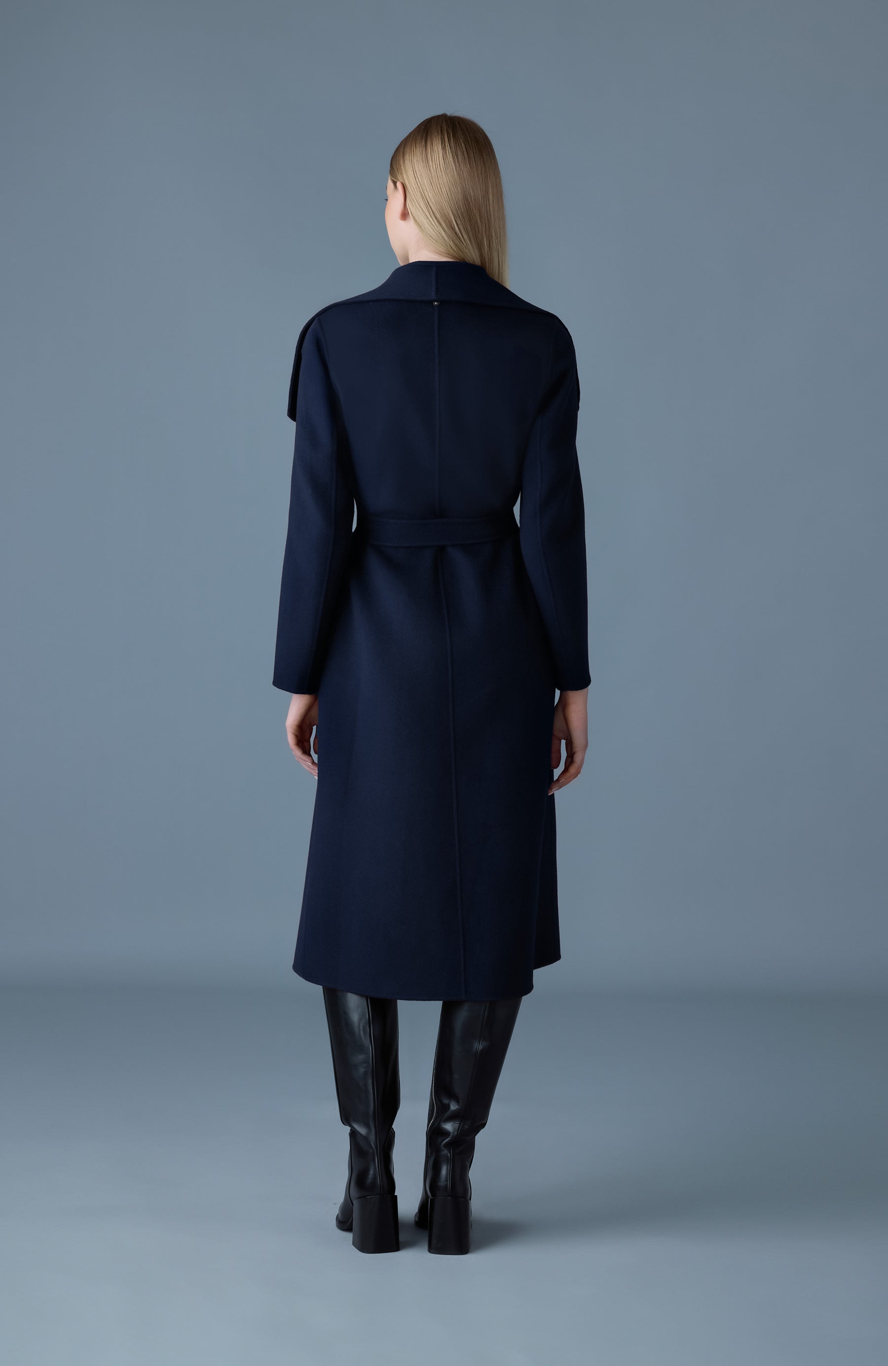 Mackage - Mai-CN Double-face Wool Wrap Coat in Navy – Blond