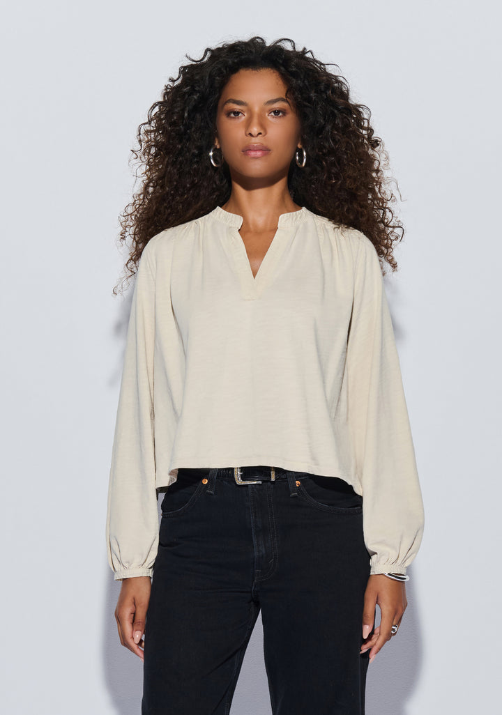 NATION LTD - Maya V-Neck Top in Parchment