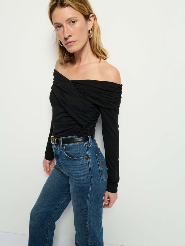 NATION LTD - Mika Off Shoulder Top in Jet Black