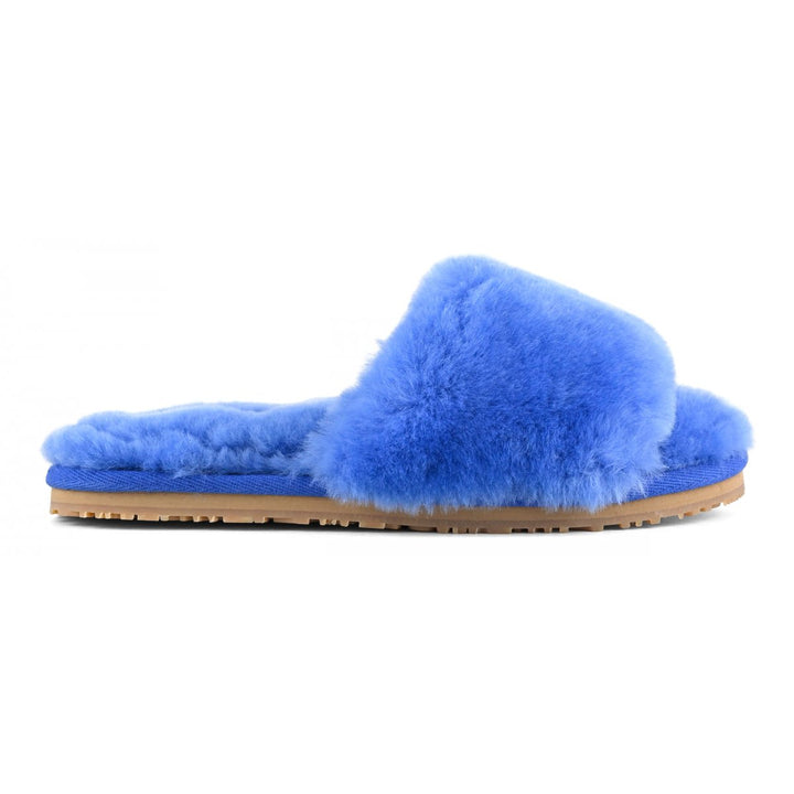 MOU - Sheepskin Fur Slide Slipper in Lapislazuli Blue