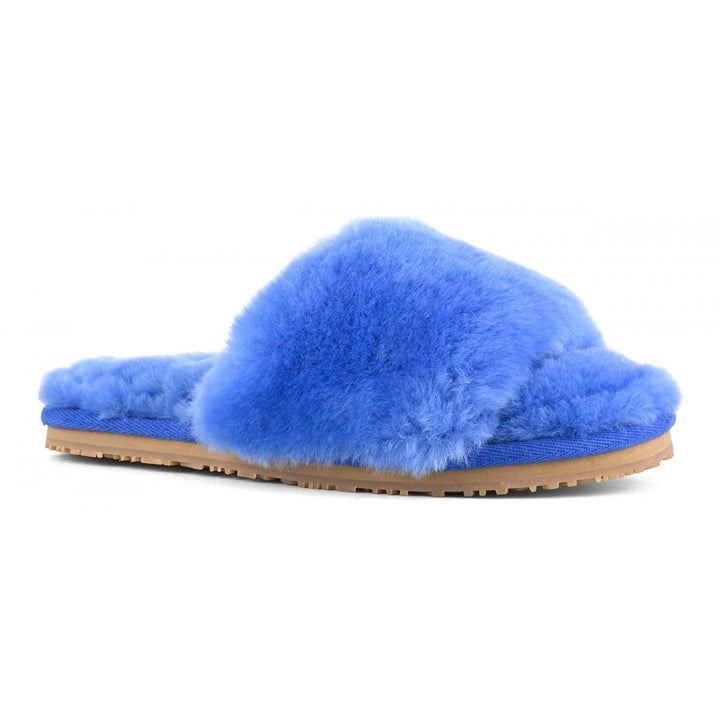 MOU - Sheepskin Fur Slide Slipper in Lapislazuli Blue