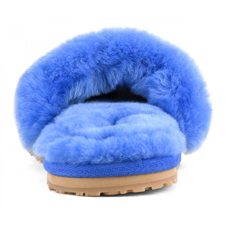 MOU - Sheepskin Fur Slide Slipper in Lapislazuli Blue