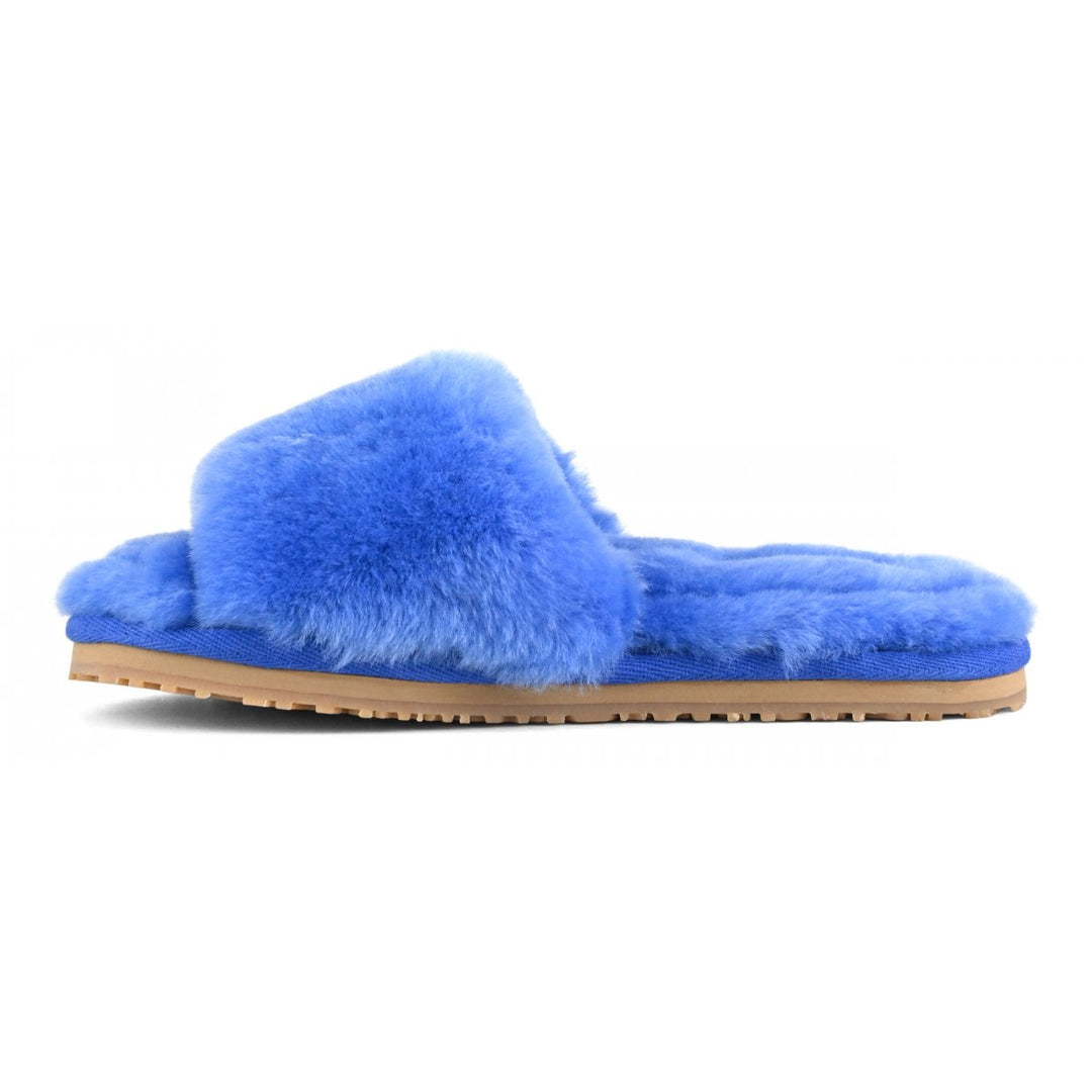 MOU - Sheepskin Fur Slide Slipper in Lapislazuli Blue