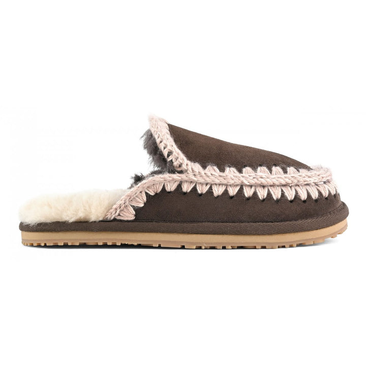 MOU - Suede Slipper Full Eskimo Stitch in Mocha