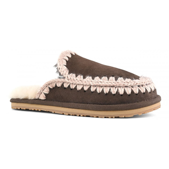 MOU - Suede Slipper Full Eskimo Stitch in Mocha