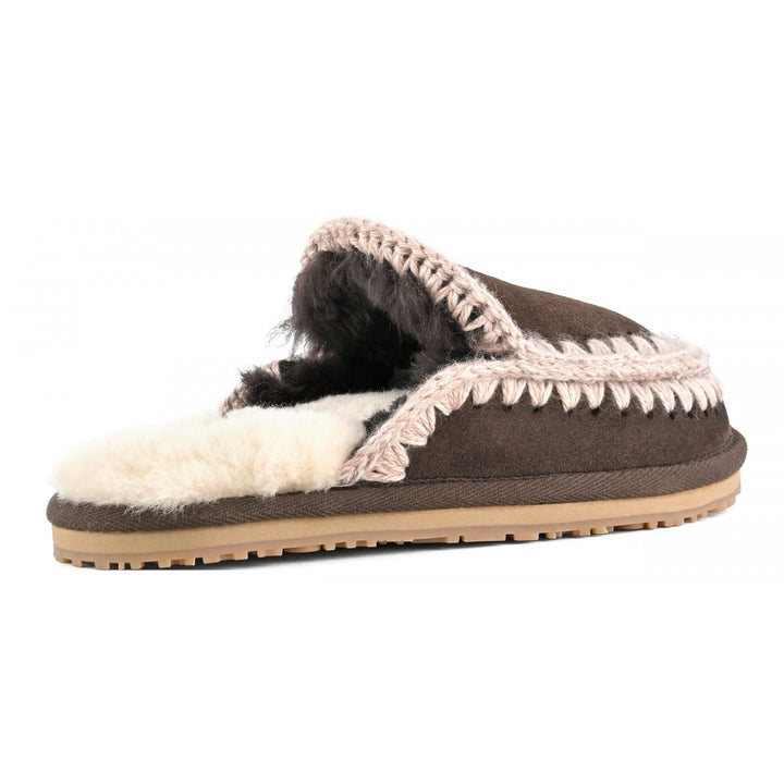 MOU - Suede Slipper Full Eskimo Stitch in Mocha