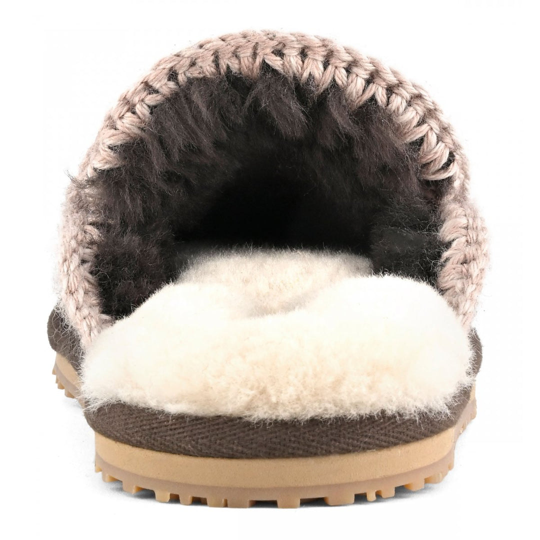 MOU - Suede Slipper Full Eskimo Stitch in Mocha