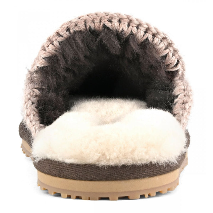 MOU - Suede Slipper Full Eskimo Stitch in Mocha