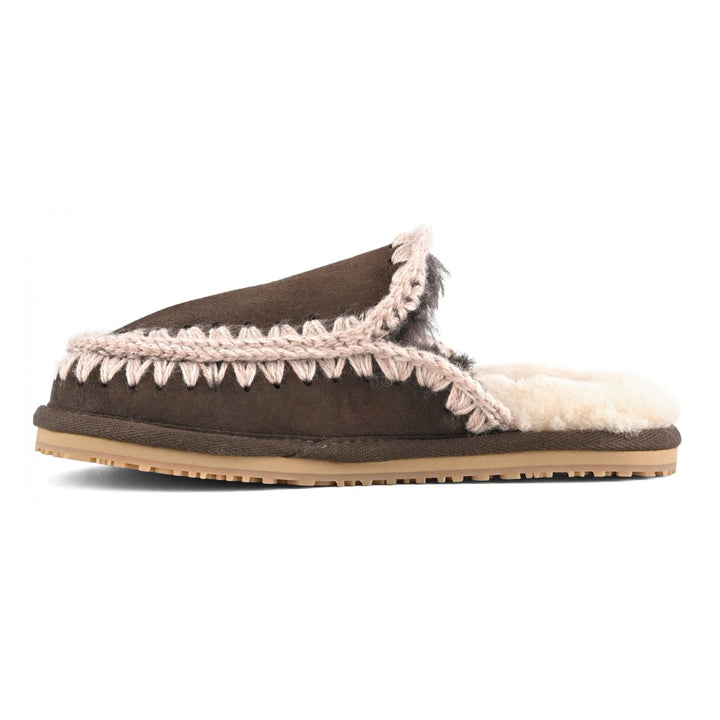 MOU - Suede Slipper Full Eskimo Stitch in Mocha
