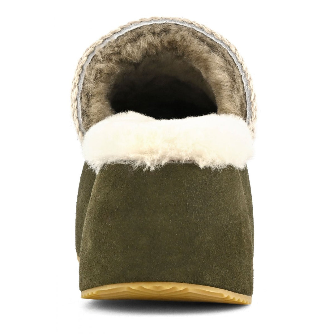 MOU - Chunky Platform Suede Clog in Moo