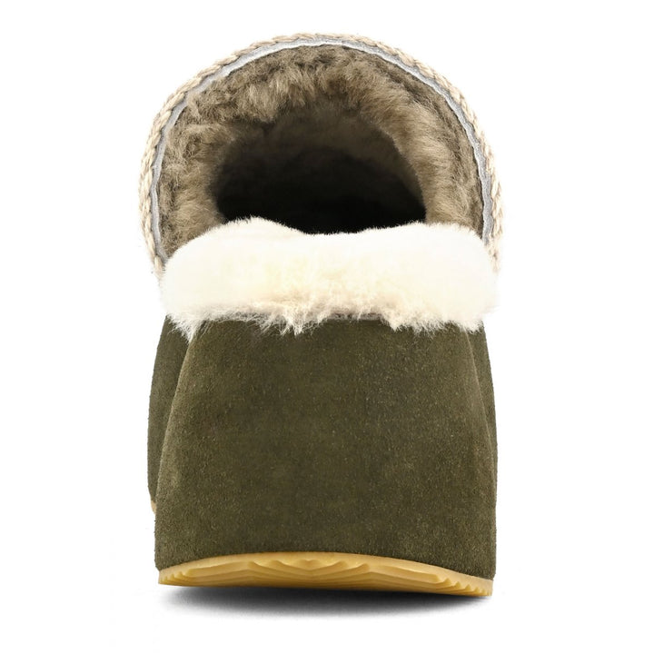 MOU - Chunky Platform Suede Clog in Moo