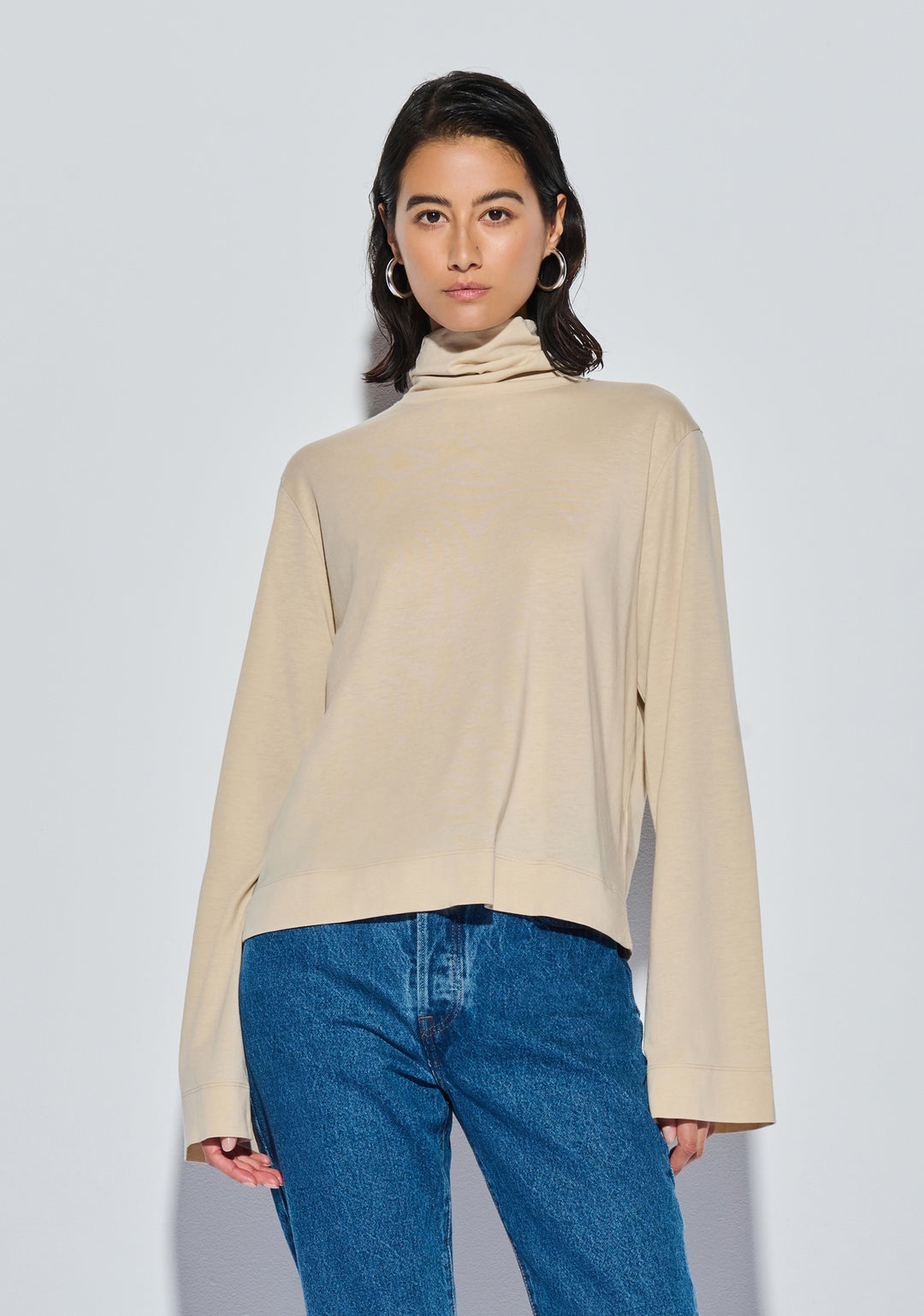 NATION LTD - Neo Mock Neck T-Shirt in Champagne