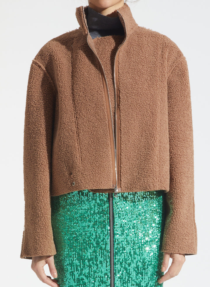 Saint Art New York - Phoebe Faux Sherpa Jacket in Camel