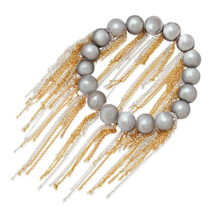 Samira 13 - Fringe Bracelet w/ Silver Water Pearls