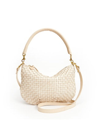 Clare V. - Petit Moyen Messenger in Cream Woven Checker