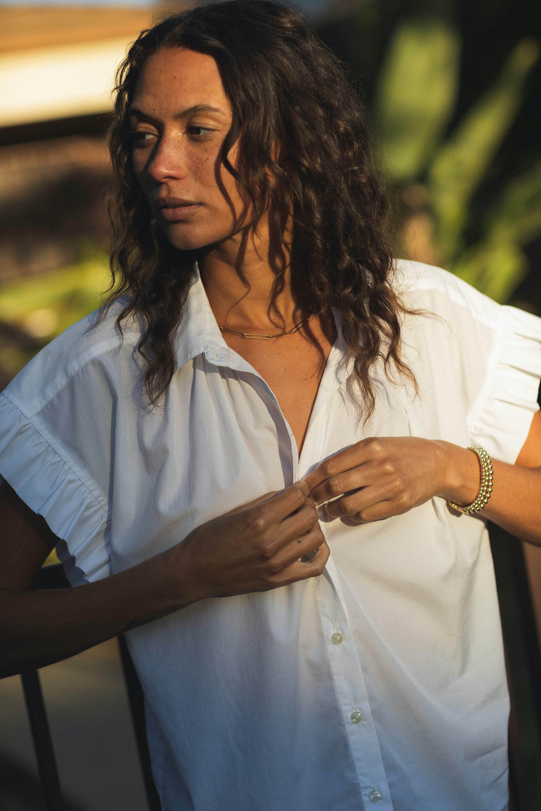 Trovata - Marianne B Ruffle Sleeve Shirt in White