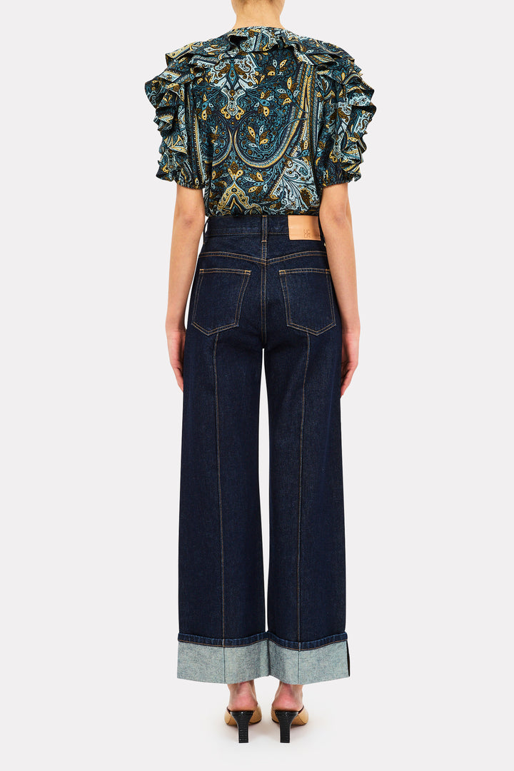 ULLA JOHNSON - Josephine Silk Top in PRUSSIAN TOPS