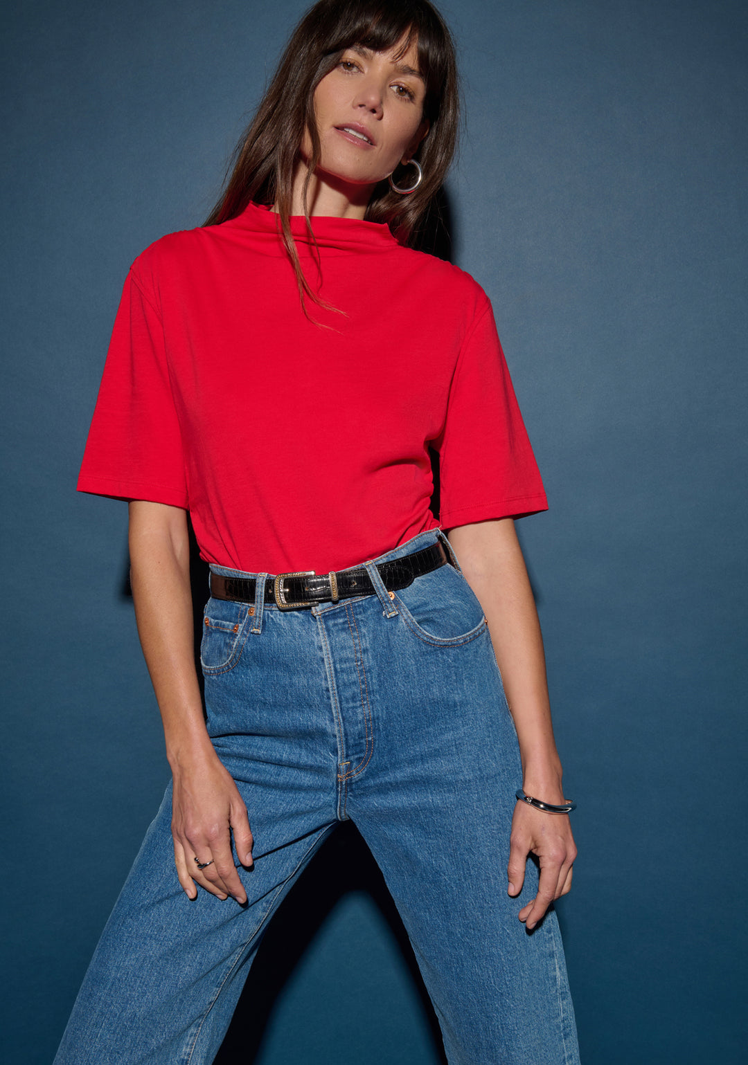 Nation LTD - Reed mock Neck Top in Red Shoes