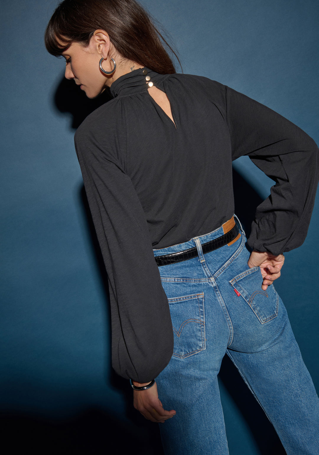 Nation LTD - Rosalie Keyhole Blouse in Black