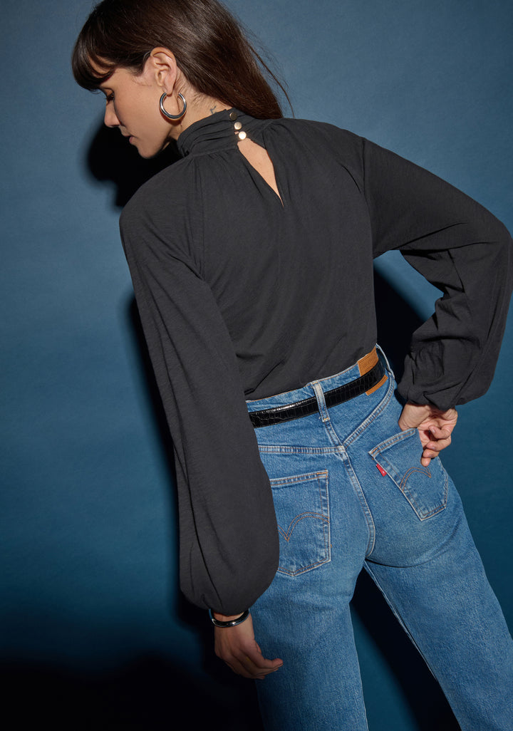 Nation LTD - Rosalie Keyhole Blouse in Black