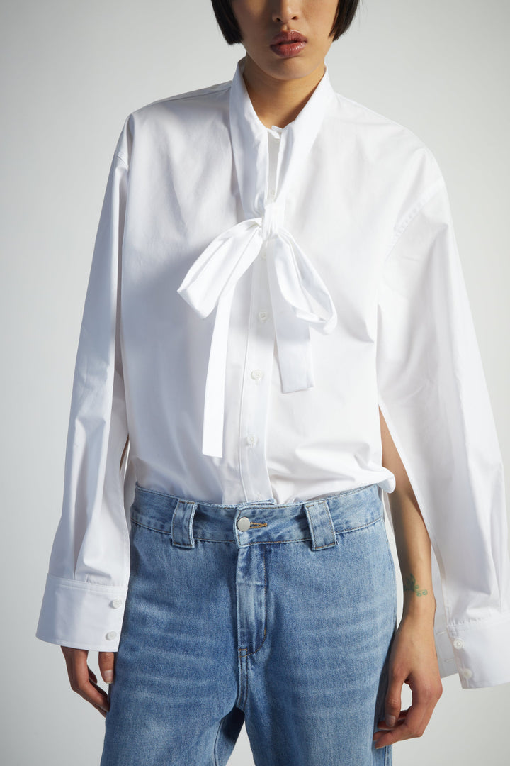 Saint Art New York - Kimberly Bow-Tie Blouse in White