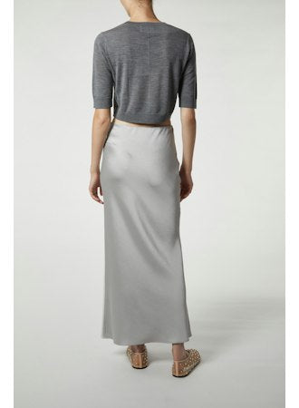 Saint Art New York - Talia Charmeuse Maxi Skirt in Silver Grey