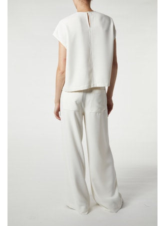 Saint Art New York - Neve Mid-Waisted Wideleg Trouser in Ivory Crepe