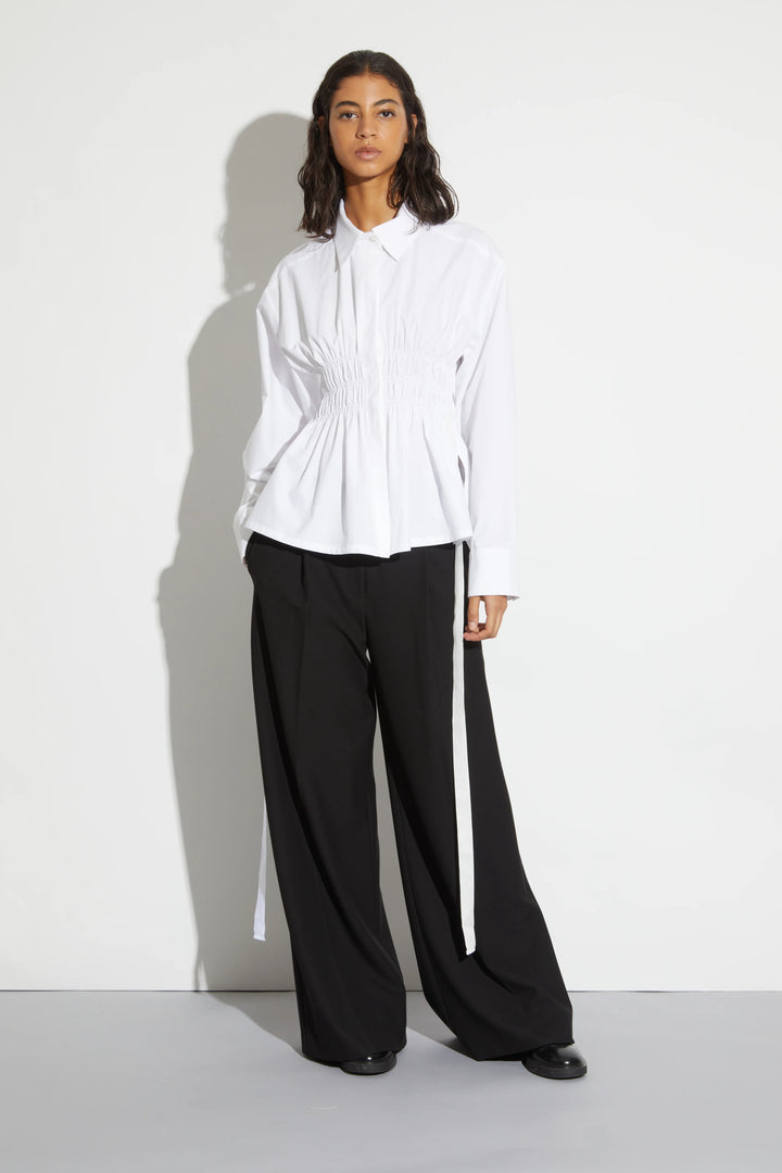 Saint Art New York - Yvonne Ruched Front-Tie Blouse in White