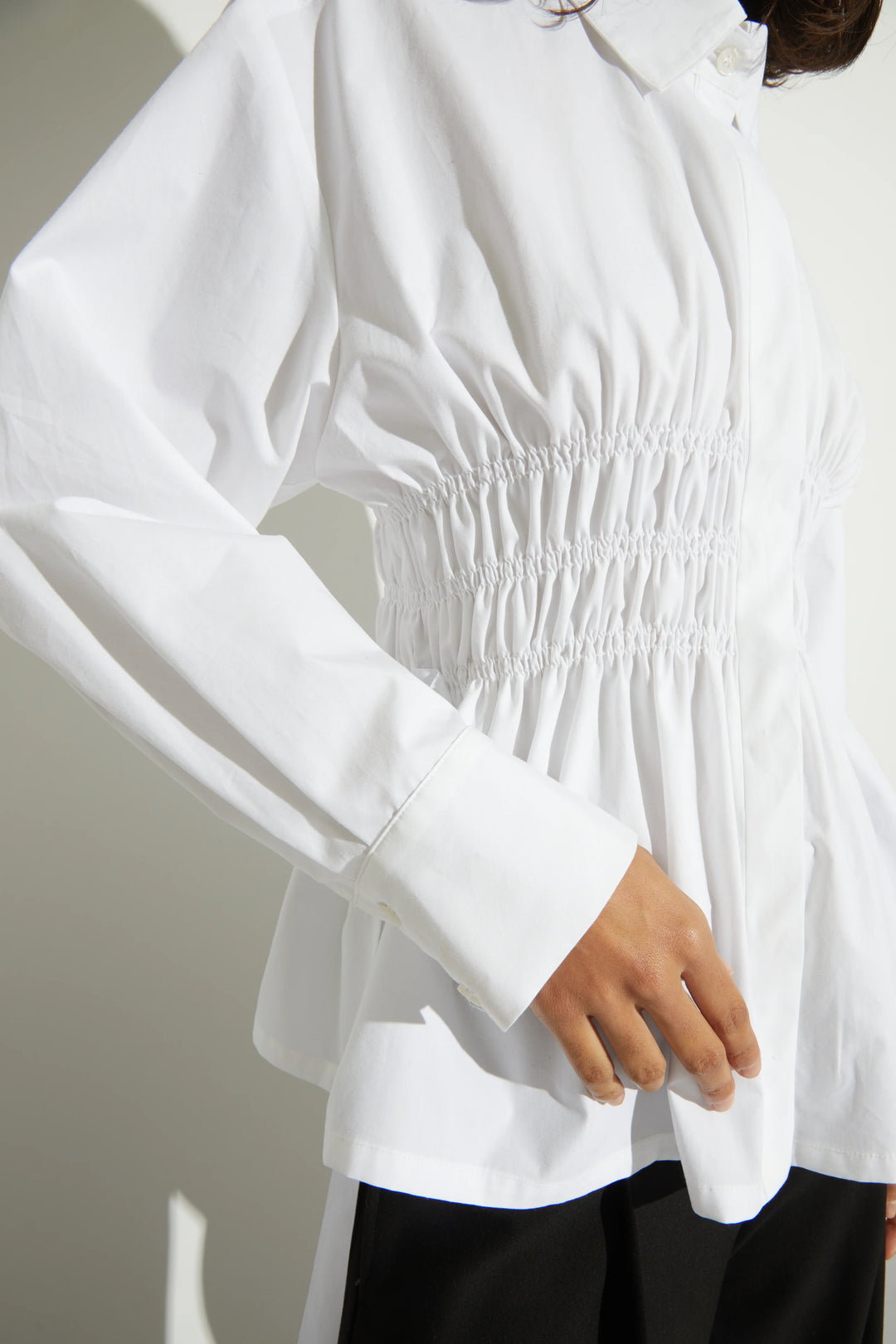 Saint Art New York - Yvonne Ruched Front-Tie Blouse in White