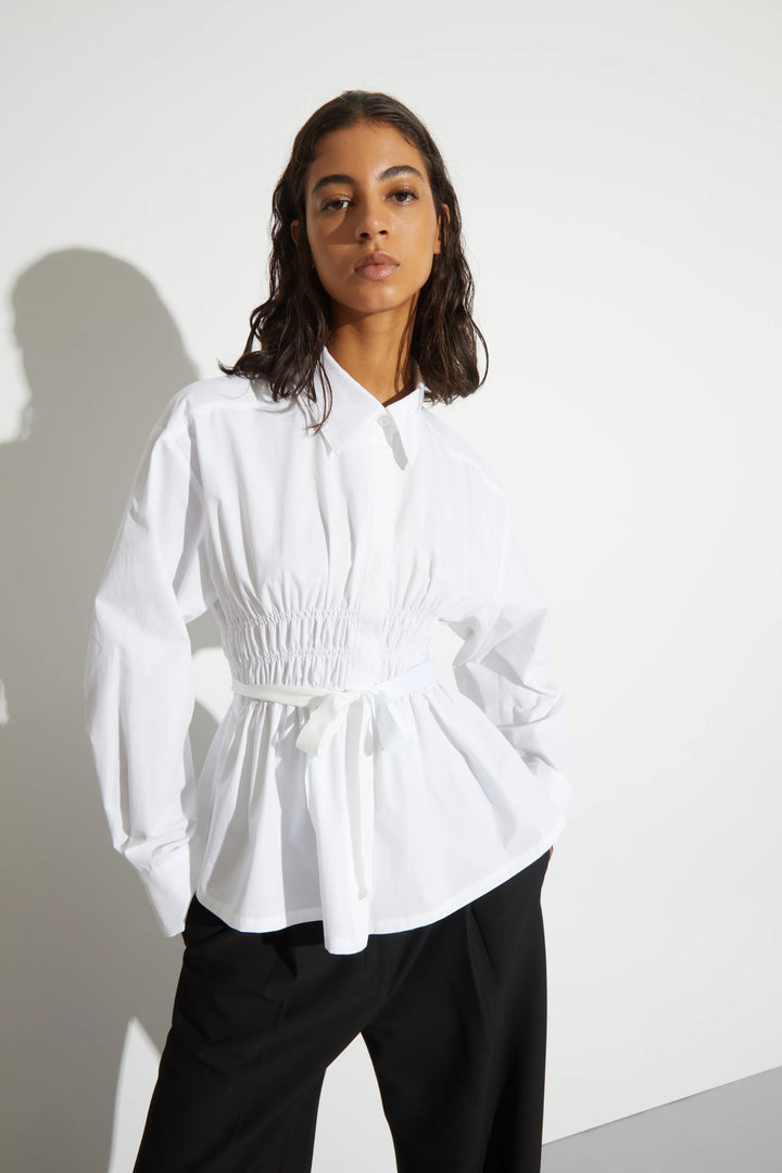 Saint Art New York - Yvonne Ruched Front-Tie Blouse in White