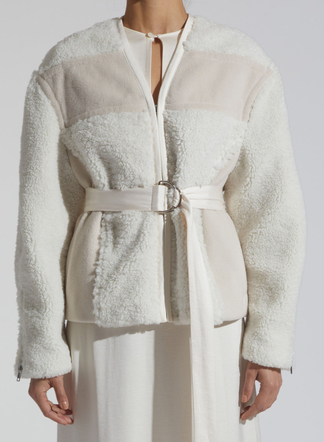 Saint Art New York - Rowan Faux Shearling Bomber in Off-White