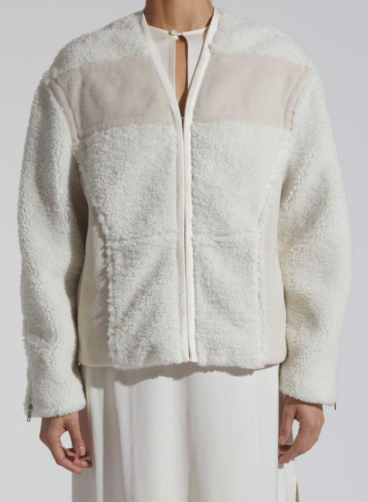 Saint Art New York - Rowan Faux Shearling Bomber in Off-White