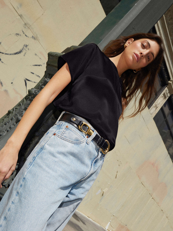 NATION LTD - Marie Boxy Crop Top in Black
