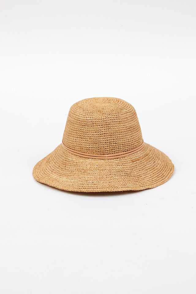 Hat Attack - Betty Crochet Bucket Hat in Natural/Tan