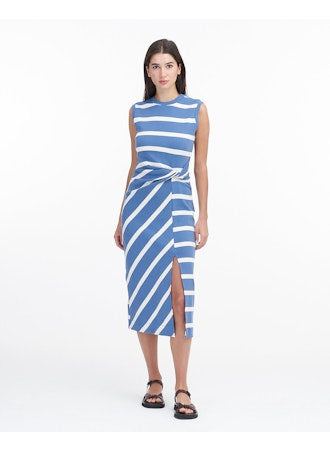 Tanya Taylor - Sleeveless Striped Cody Dress in French Blue and Cream Dresses