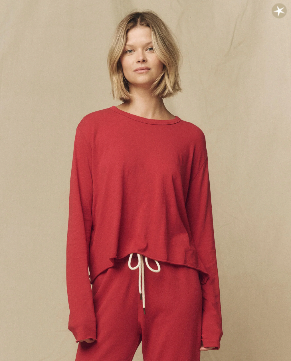 The Great - The Long Sleeve Crop Tee in Gemstone