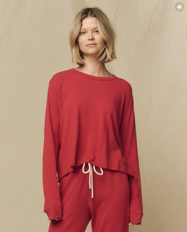 The Great - The Long Sleeve Crop Tee in Gemstone