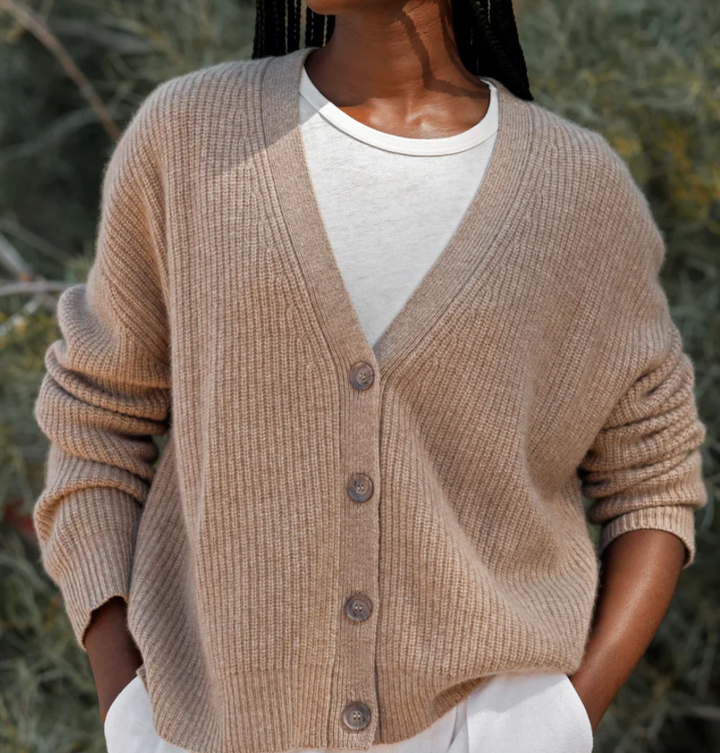 Jenni Kayne - Cropped Cashmere Cocoon Cardigan in Undyed Stone