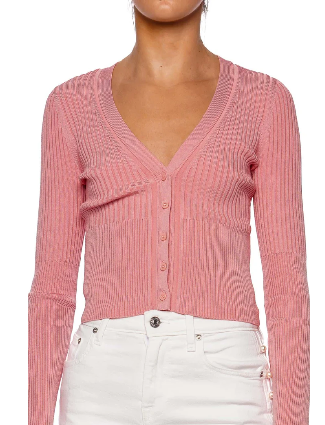 SIMKHAI - Ailany Shrunken Cardigan in Dusty Rose