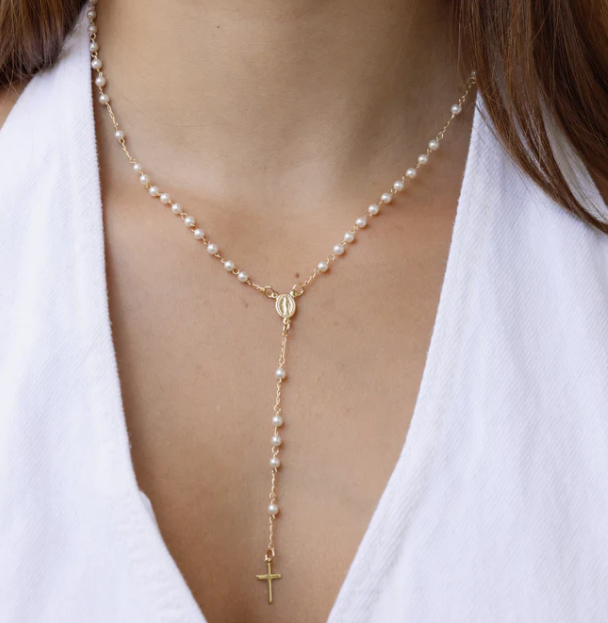 Joy Dravecky - Pearl Rosary
