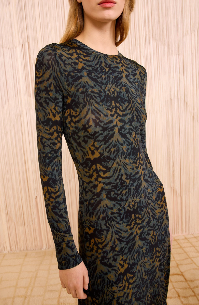 Ulla Johnson - Amari Jersey Long Sleeve Dress in Desert Jasper